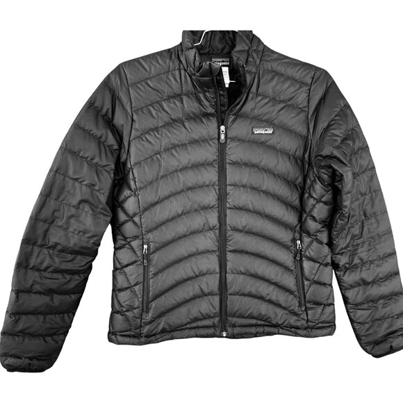 Patagonia All Black Quilted Down Puffer Full Zip Up  Jacket Women's Sz Large - Picture 1 of 8